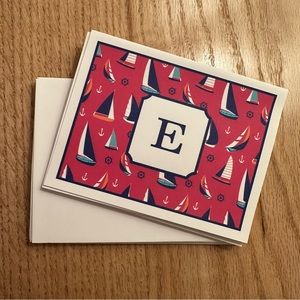 Monogram “E” Pink Sailboat Stationary